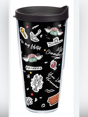 Friends TV Show Icons Travel Tumbler You're My Lobster Central Perk 24oz Black